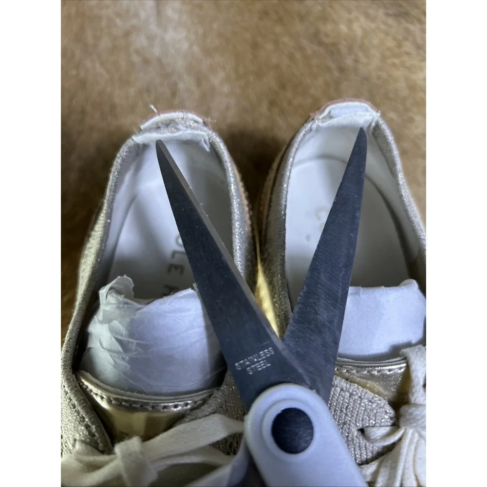 Cole Haan Grand City Women's Oxford Platform Stitchlite-RYE /GOLD Metallic 8.5 B